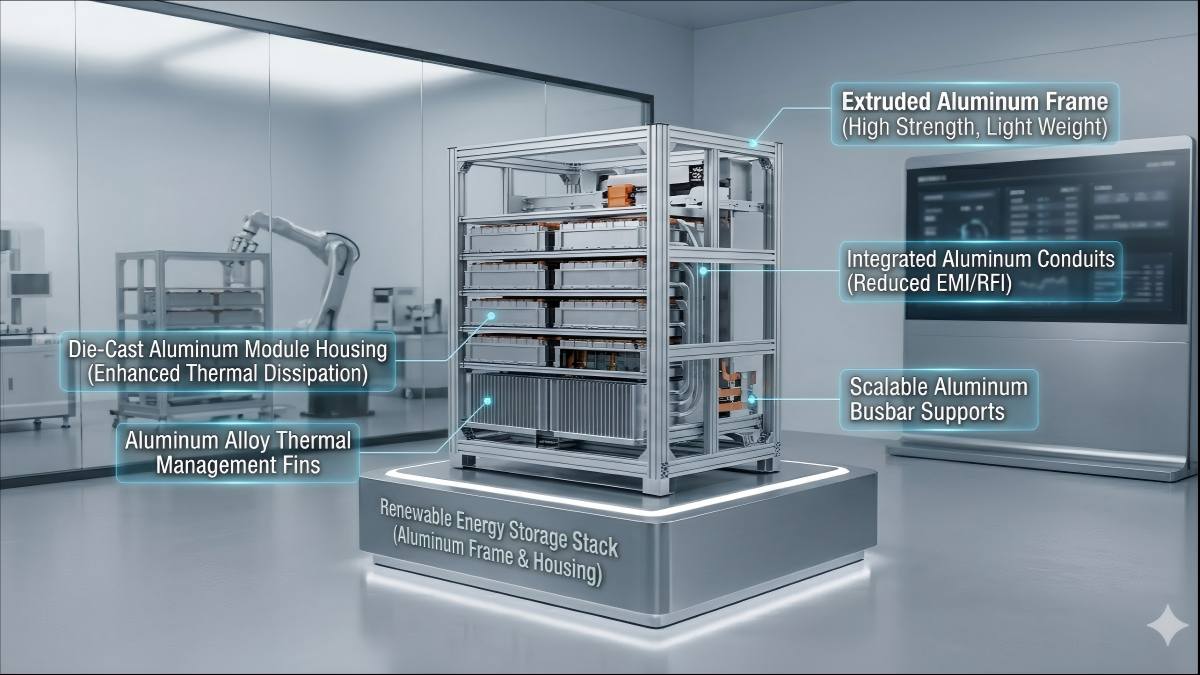 Aluminum alloy extrusion frame for energy storage systems
