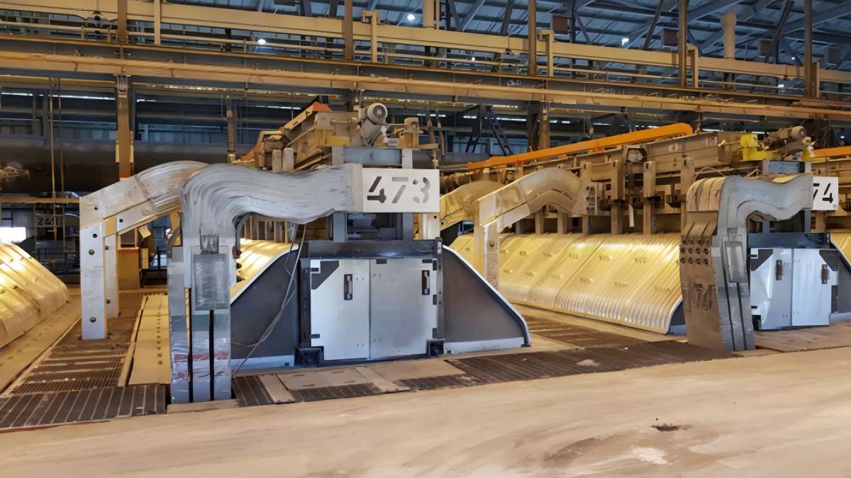 Inside an Australian aluminum smelter potline with numbered reduction cells for smelting process
