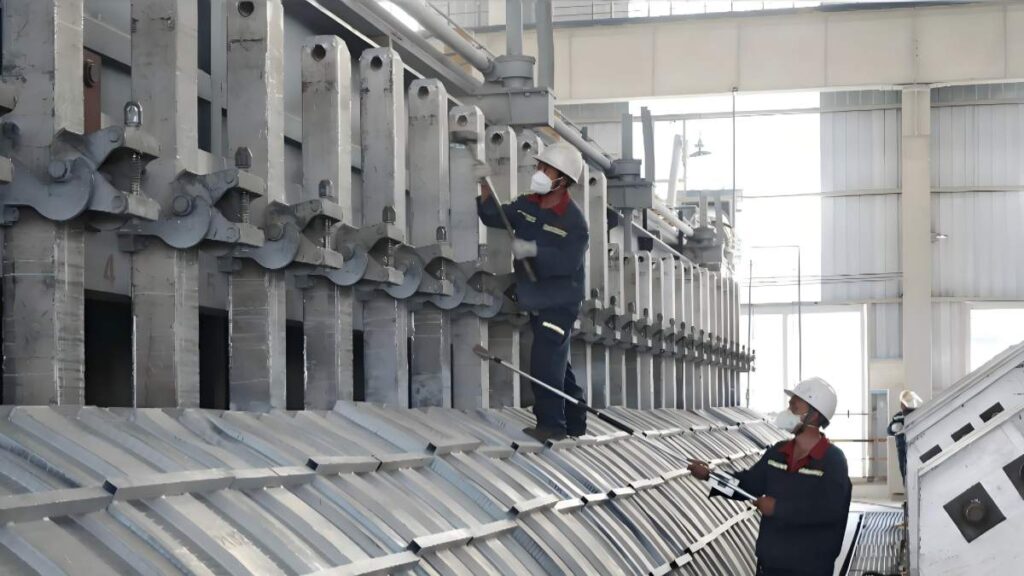 Engineers conducting operational checks at the Vietnam First Primary Aluminum Smelter